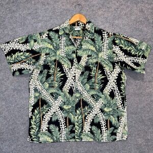Vintage Go Barefoot Hawaiian Aloha Shirt‎ Mens Large Palm Trees Flowers Camp USA